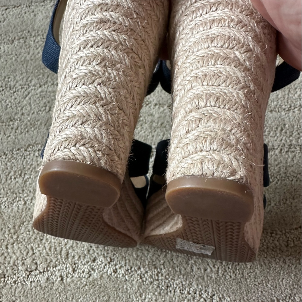 Michael Michael Kors Berkeley Blue Canvas Front Zip Espadrille Wedge Sandals 8M - Picture 11 of 16